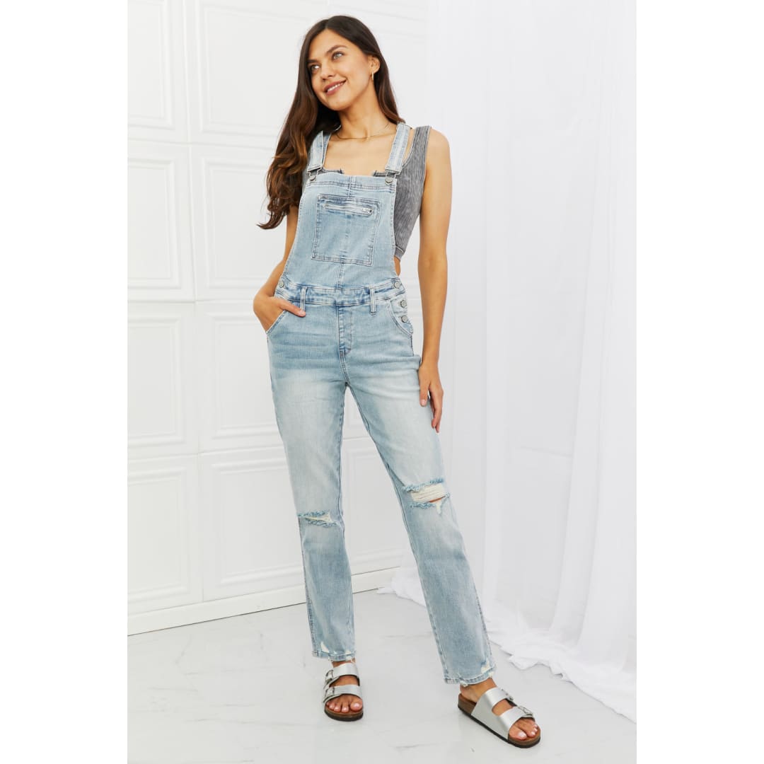 Judy Blue Melina Full Size Distressed Straight Leg Overalls | The Urban Clothing Shop™