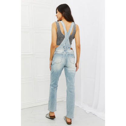 Judy Blue Melina Full Size Distressed Straight Leg Overalls | The Urban Clothing Shop™
