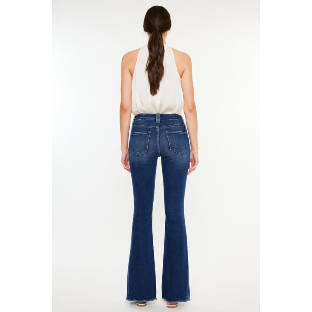 Kancan Cat’s Whiskers Raw Hem Flare Jeans | The Urban Clothing Shop™