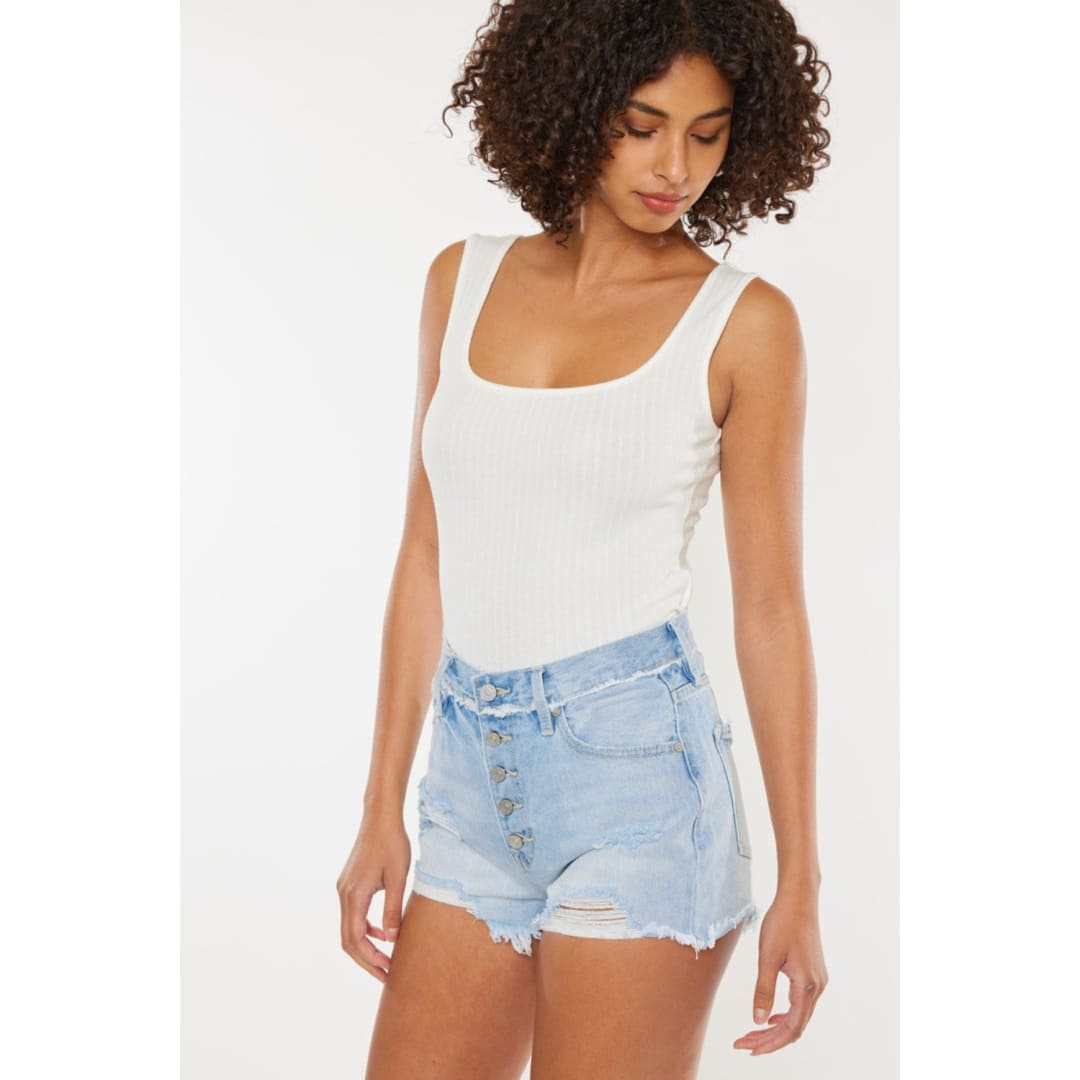 Kancan Distressed Button Fly Denim Shorts | The Urban Clothing Shop™