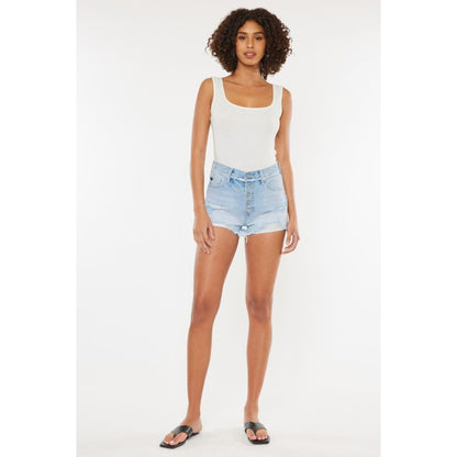 Kancan Distressed Button Fly Denim Shorts | The Urban Clothing Shop™