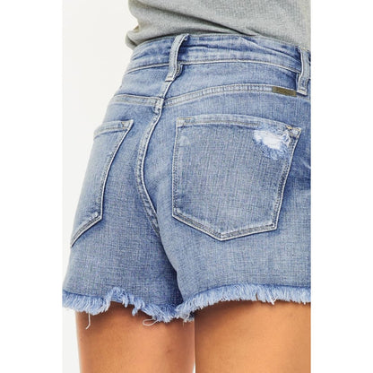 Kancan Distressed Raw Hem Denim Shorts | The Urban Clothing Shop™