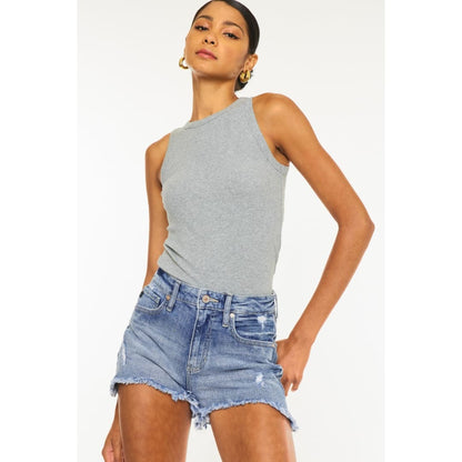 Kancan Distressed Raw Hem Denim Shorts | The Urban Clothing Shop™