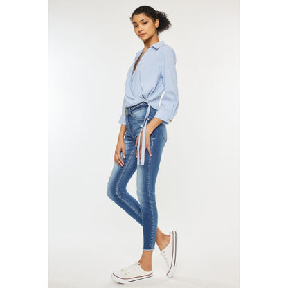 Kancan Distressed Raw Hem High Waist Jeans | The Urban Clothing Shop™