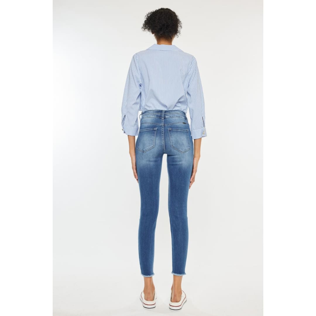 Kancan Distressed Raw Hem High Waist Jeans | The Urban Clothing Shop™