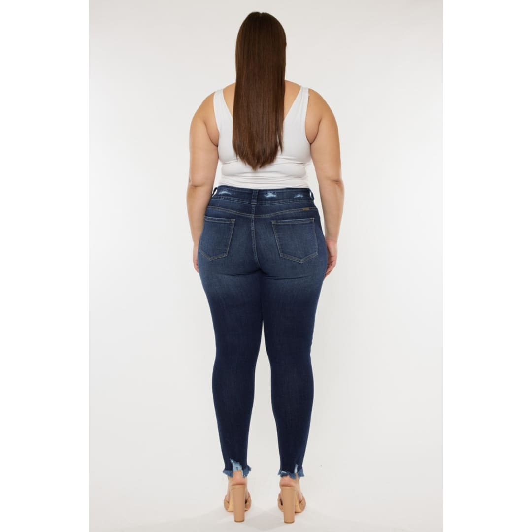 Kancan Full Size Cat’s Whiskers Raw Hem High Waist Jeans | The Urban Clothing Shop™