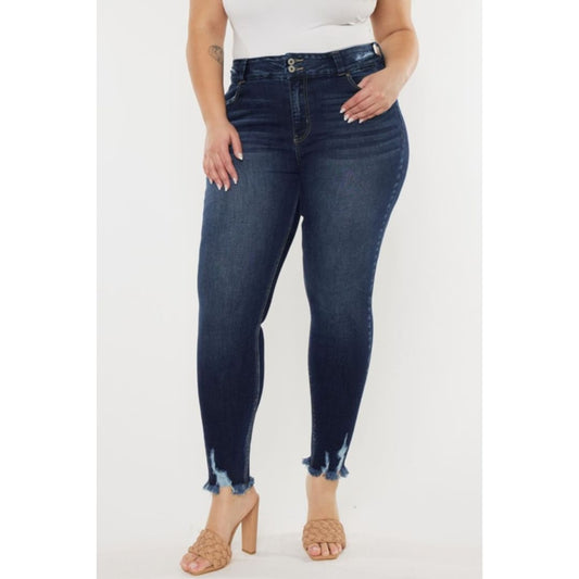 Kancan Full Size Cat’s Whiskers Raw Hem High Waist Jeans | The Urban Clothing Shop™