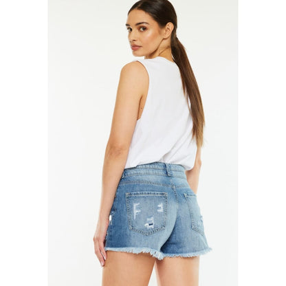 Kancan Full Size High Rise Raw Hem Denim Shorts | The Urban Clothing Shop™