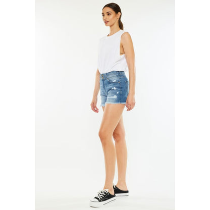 Kancan Full Size High Rise Raw Hem Denim Shorts | The Urban Clothing Shop™