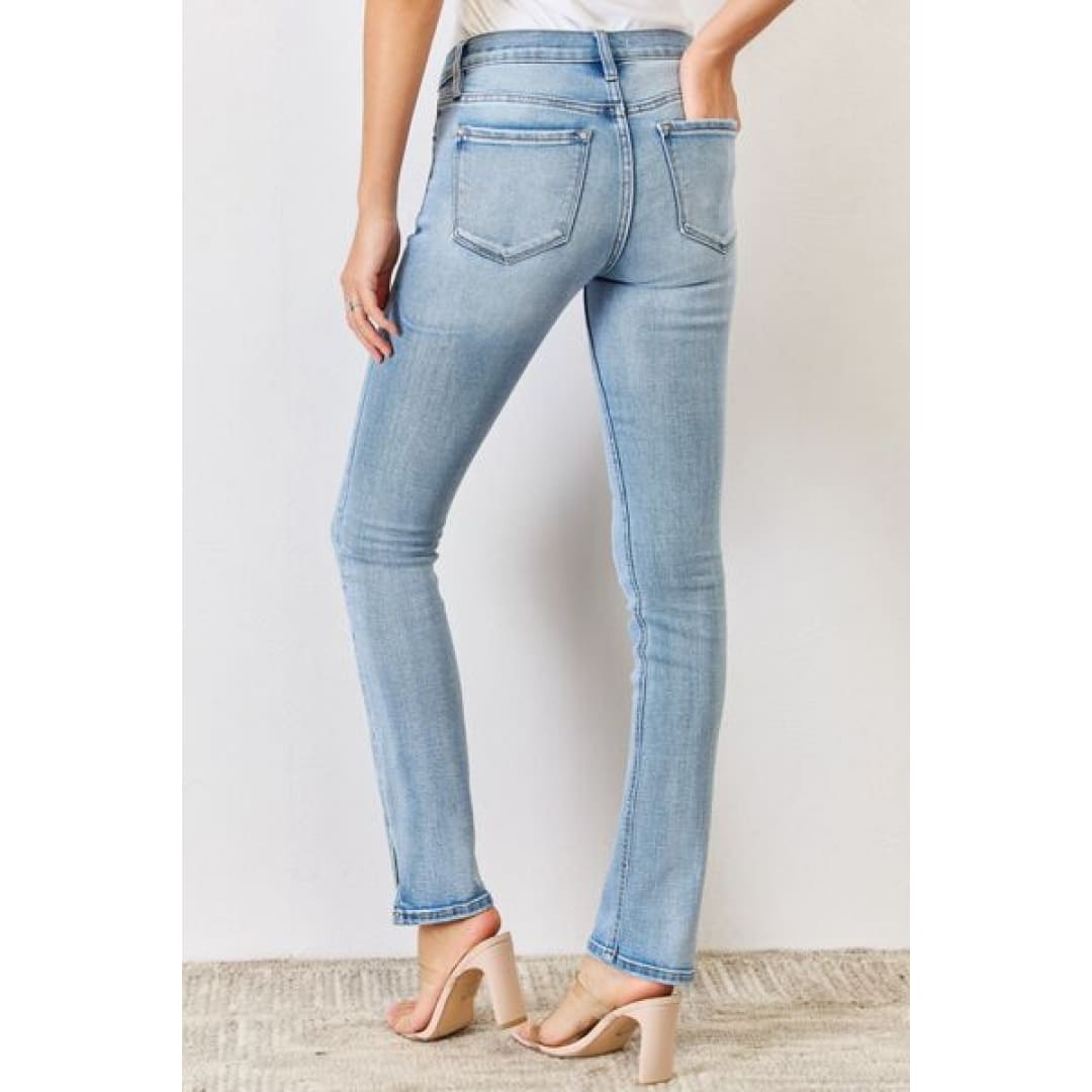 Kancan Full Size Mid Rise Y2K Slit Bootcut Jeans | The Urban Clothing Shop™