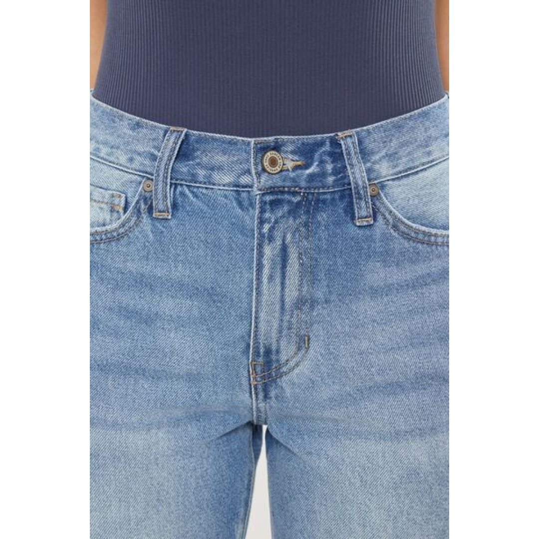Kancan High Waist Chewed Up Straight Mom Jeans | The Urban Clothing Shop™