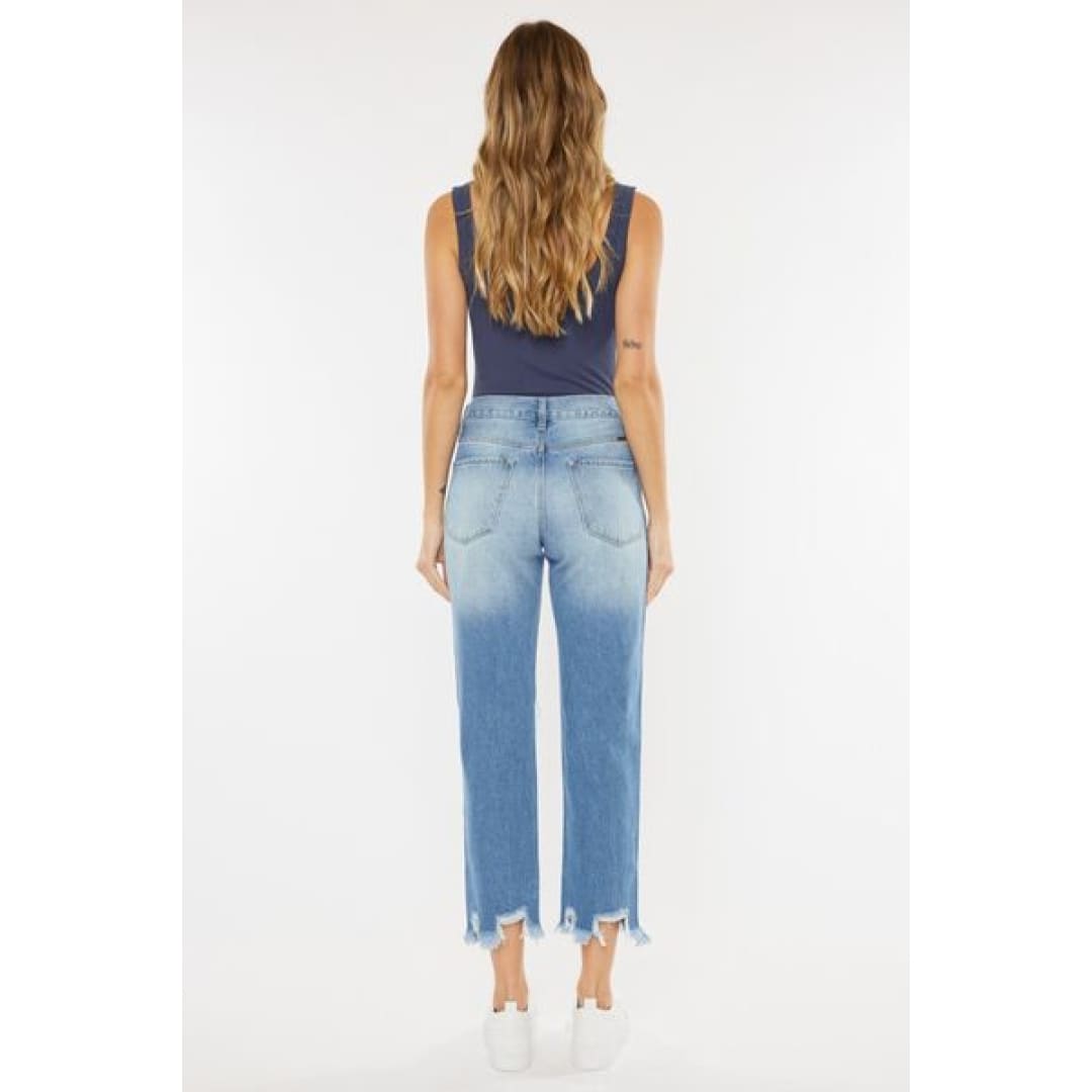Kancan High Waist Chewed Up Straight Mom Jeans | The Urban Clothing Shop™