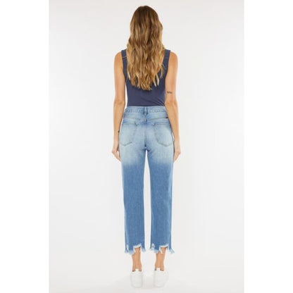 Kancan High Waist Chewed Up Straight Mom Jeans | The Urban Clothing Shop™