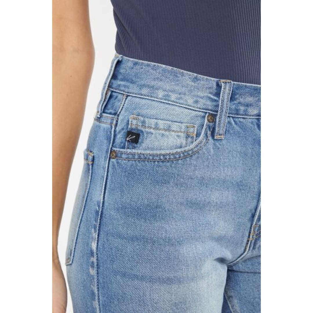 Kancan High Waist Chewed Up Straight Mom Jeans | The Urban Clothing Shop™