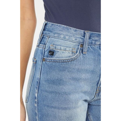 Kancan High Waist Chewed Up Straight Mom Jeans | The Urban Clothing Shop™