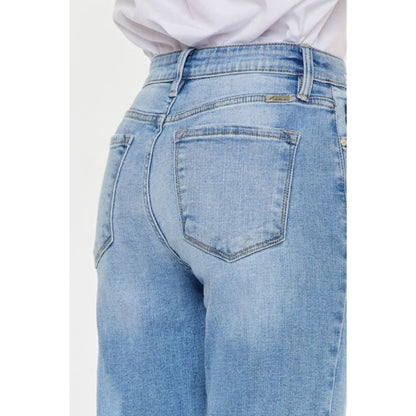 Kancan High Waist Raw Hem Straight Jeans | The Urban Clothing Shop™