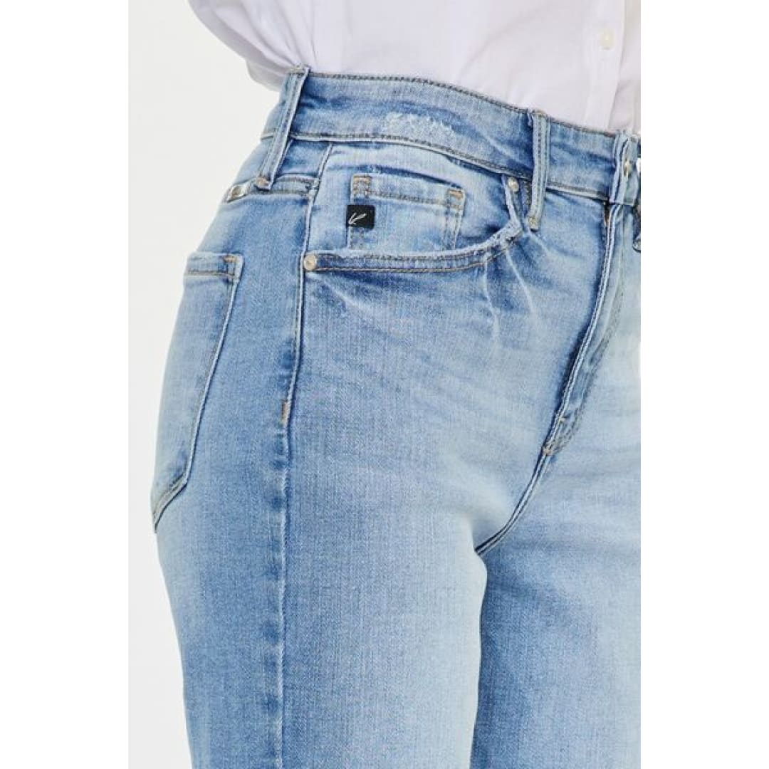 Kancan High Waist Raw Hem Straight Jeans | The Urban Clothing Shop™