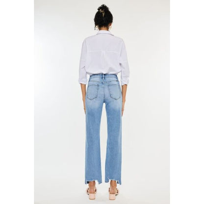 Kancan High Waist Raw Hem Straight Jeans | The Urban Clothing Shop™