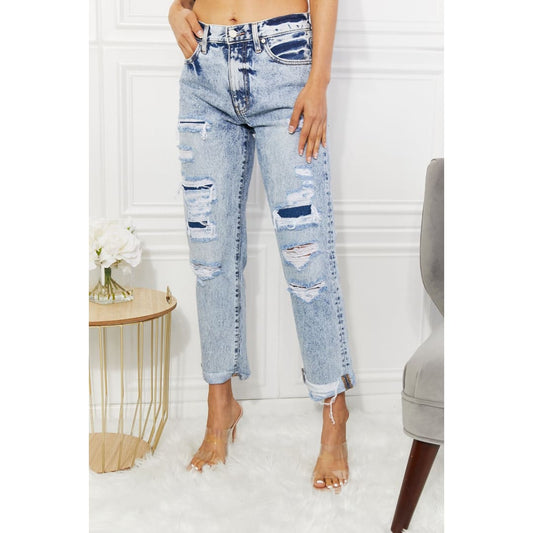 Kancan Kendra High Rise Distressed Straight Jeans | The Urban Clothing Shop™