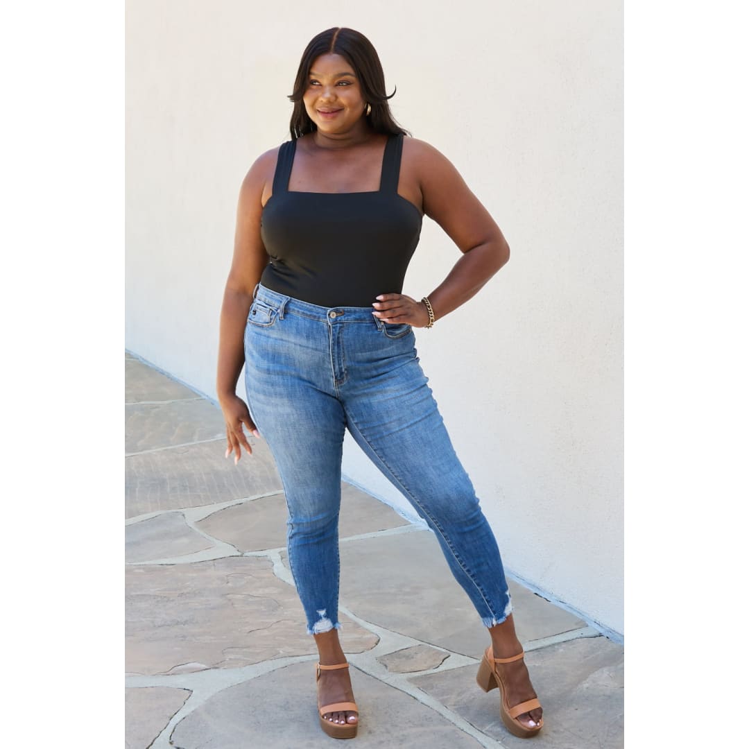 Kancan Lindsay Full Size Raw Hem High Rise Skinny Jeans | The Urban Clothing Shop™