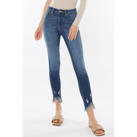 Kancan Raw Hem High Waist Cropped Jeans | The Urban Clothing Shop™
