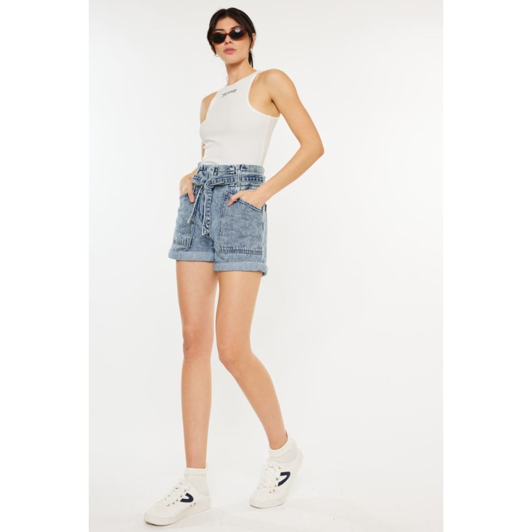 Kancan Ultra High Rise Paperbag Denim Shorts | The Urban Clothing Shop™