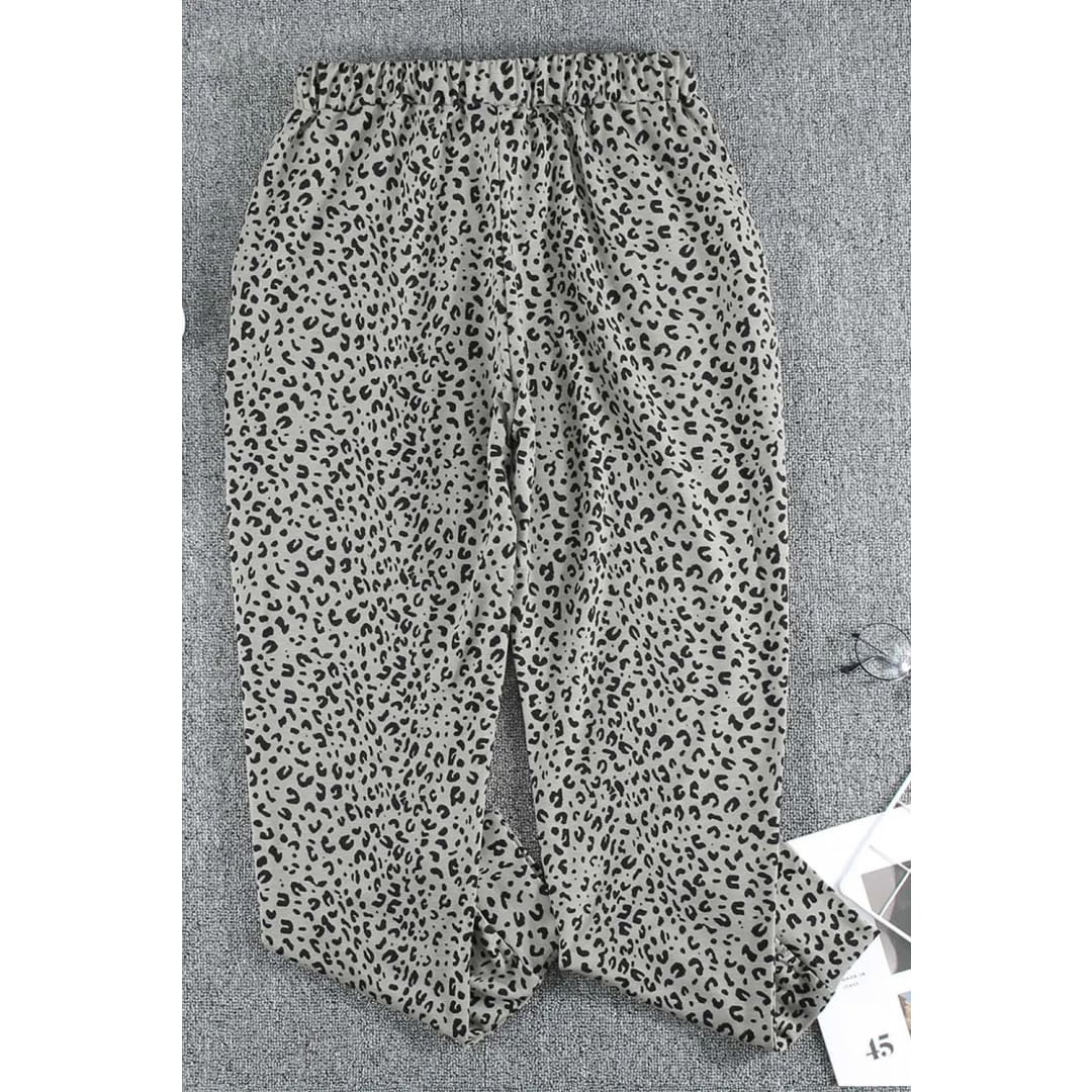 Khaki Breezy Leopard Joggers | Fashionfitz