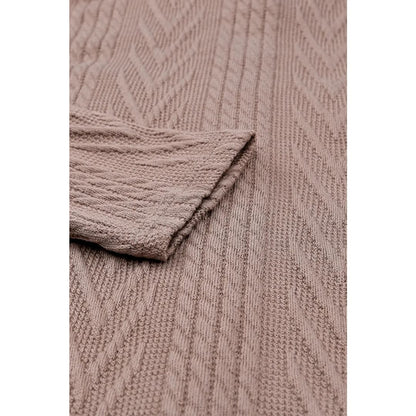 Khaki Oversize Textured Knit Button Front Shacket | Fashionfitz