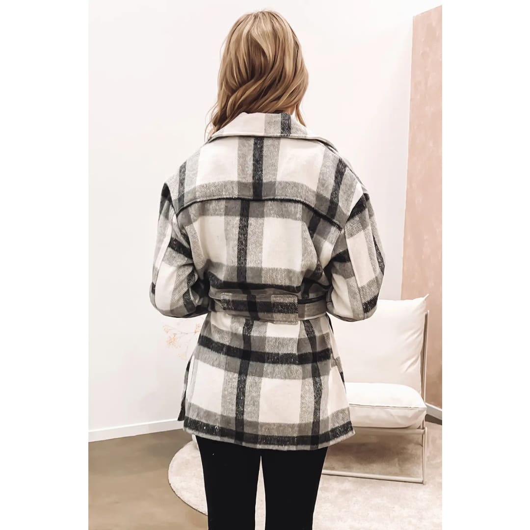 Khaki Plaid Button-Up Flap Pocket Shacket | Fashionfitz