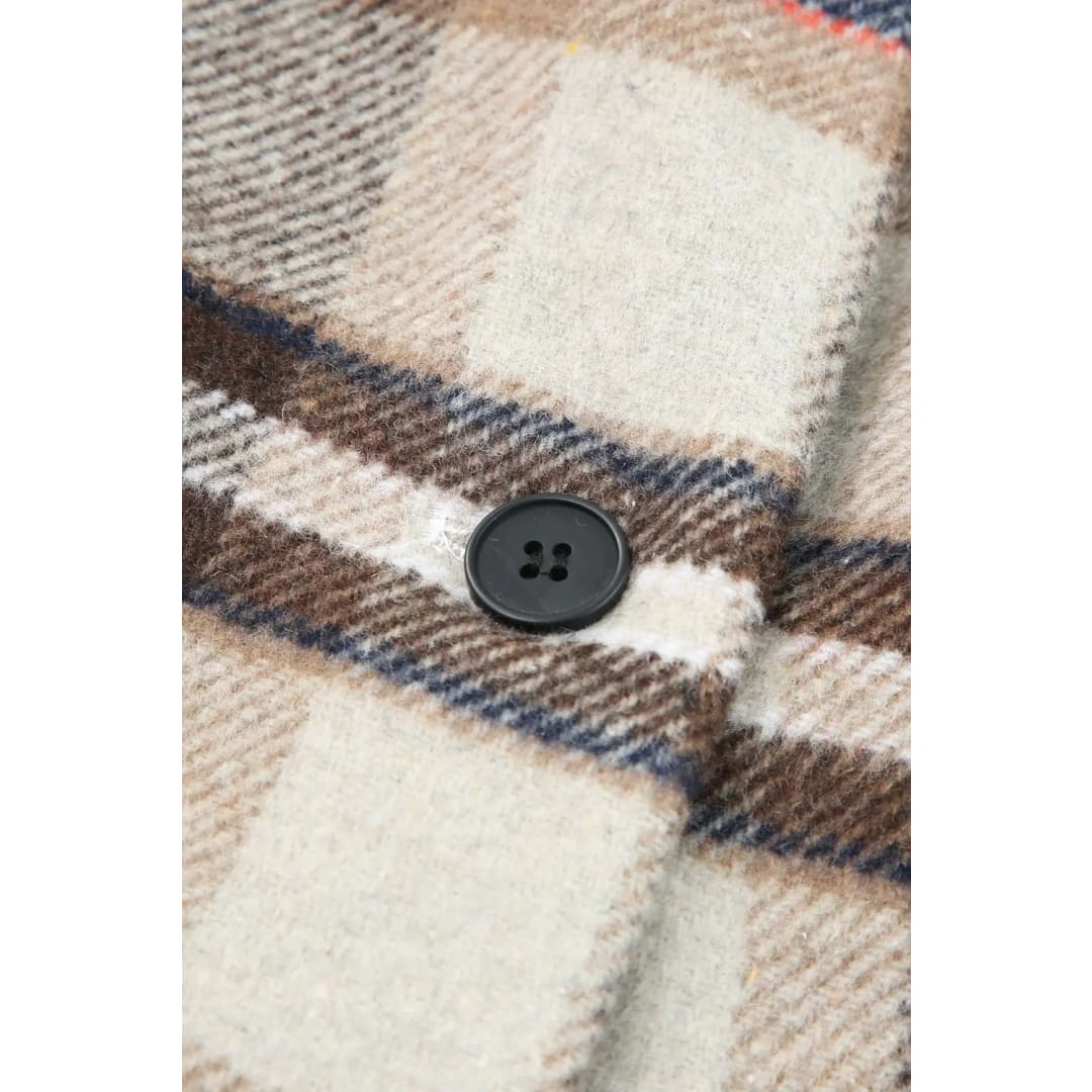 Khaki Plaid Button Up Lapel Jacket | Fashionfitz