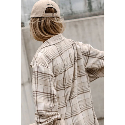 Khaki Plaid Removable Hood Buttoned Shacket | Fashionfitz