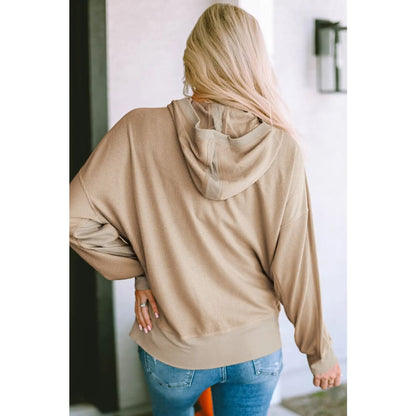 Khaki Thermal Waffle Knit Full Zipper Hooded Jacket | Fashionfitz