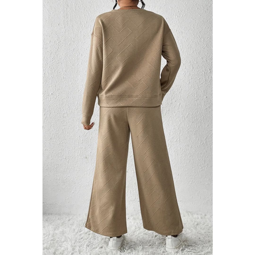Khaki Ultra Loose Textured 2pcs Slouchy Outfit | Fashionfitz