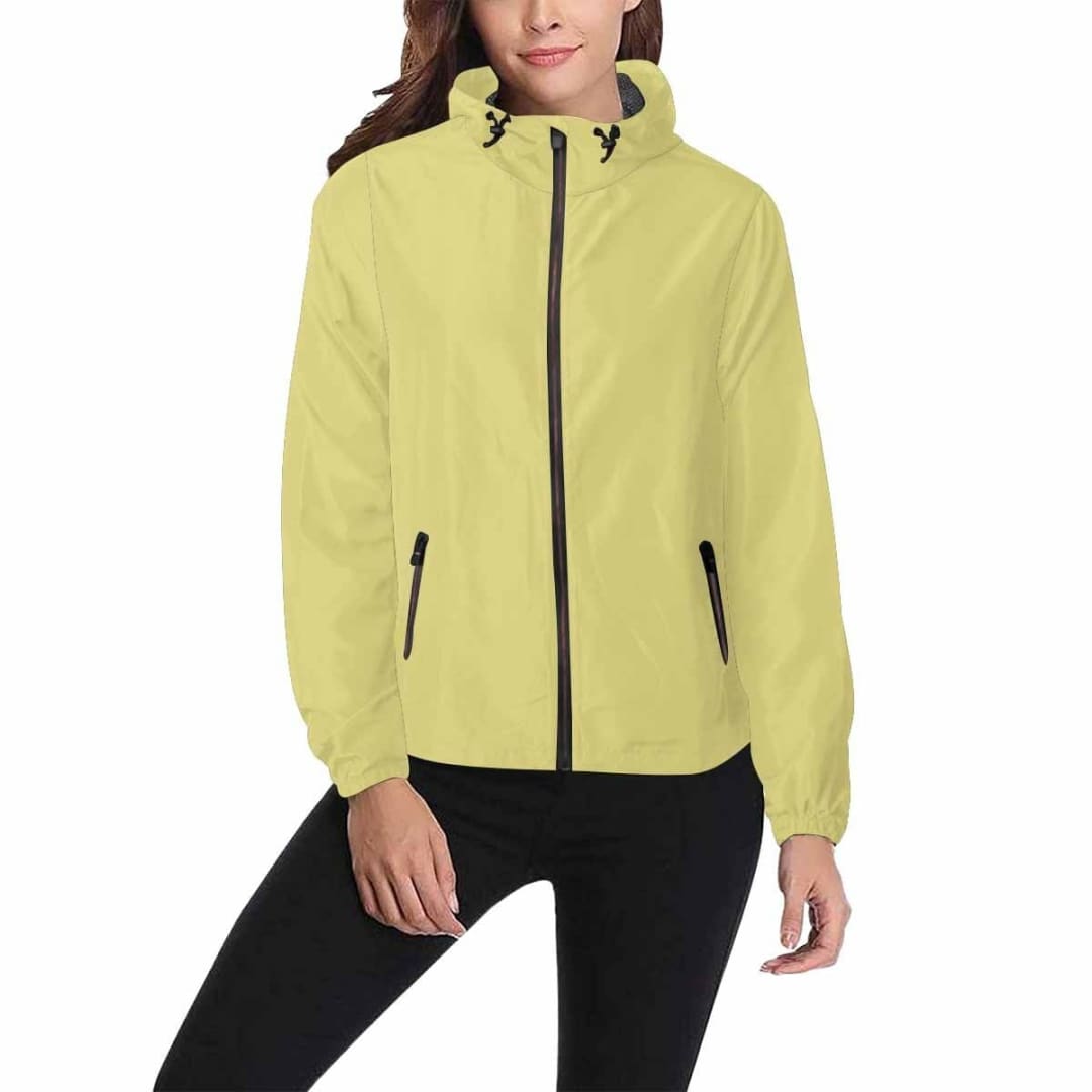 Khaki Yellow Hooded Windbreaker Jacket - Men / Women | IAA | inQue.Style