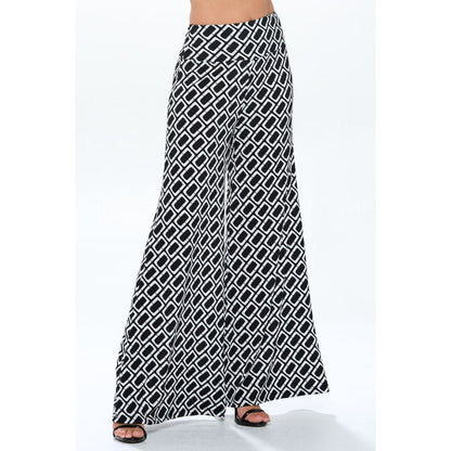 Knit Print Wide Leg Pants with Thick Waistband | The Urban Clothing Shop™