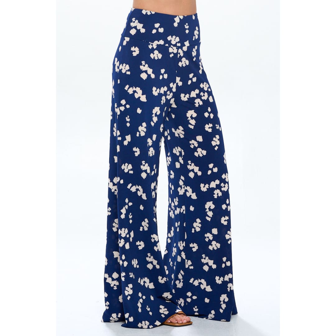 Knit Print Wide Leg Pants with Thick Waistband | The Urban Clothing Shop™