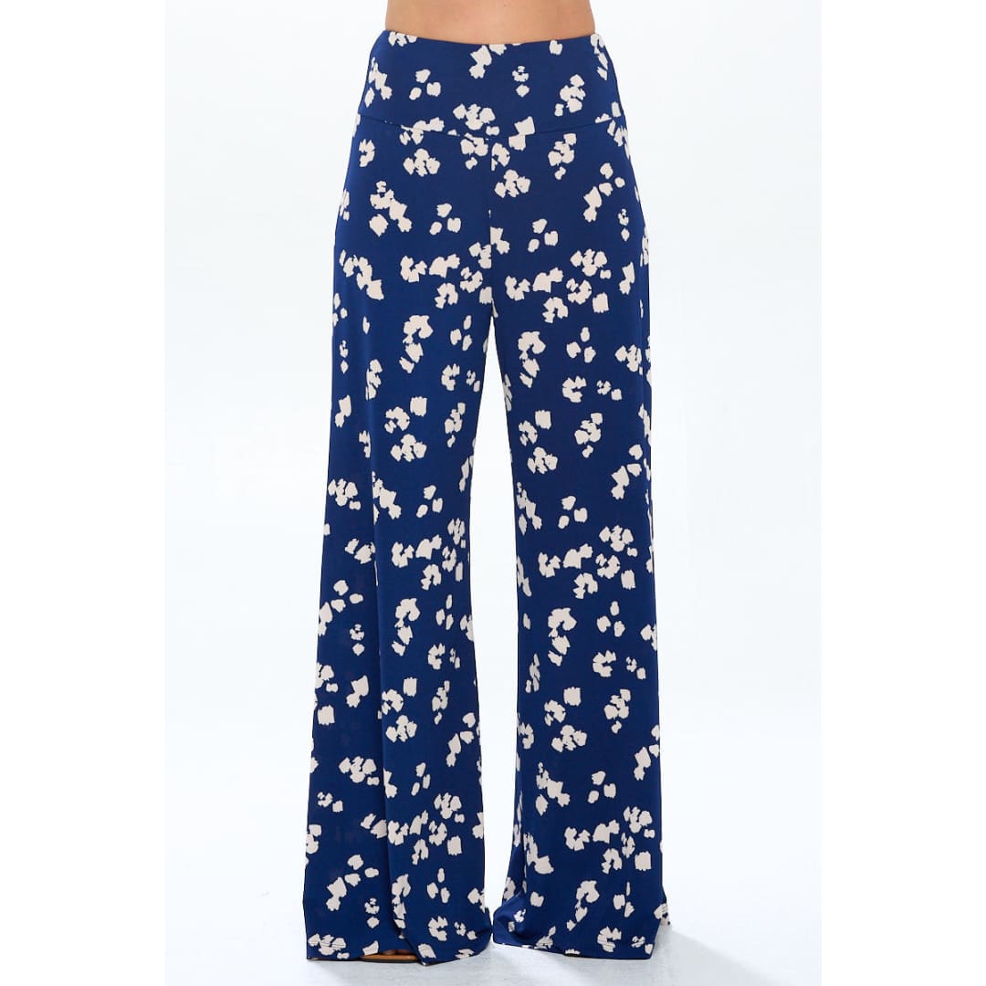 Knit Print Wide Leg Pants with Thick Waistband | The Urban Clothing Shop™