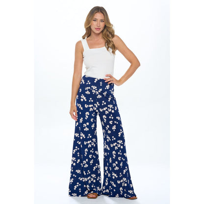Knit Print Wide Leg Pants with Thick Waistband | The Urban Clothing Shop™