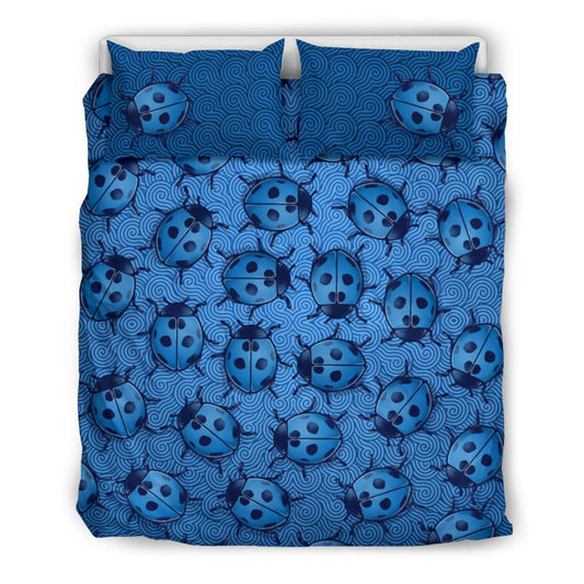 Lady Bug Swirl Bedding Set - Blue w/Beige Inner | The Urban Clothing Shop™