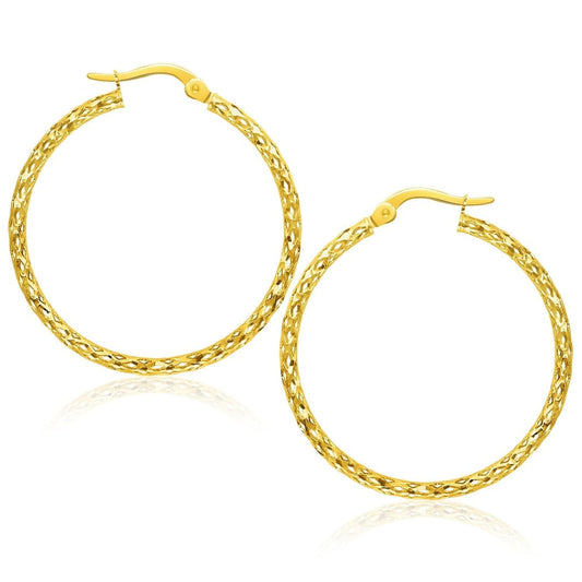 Large Textured Hoop Earrings in 10k Yellow Gold | Richard Cannon Jewelry