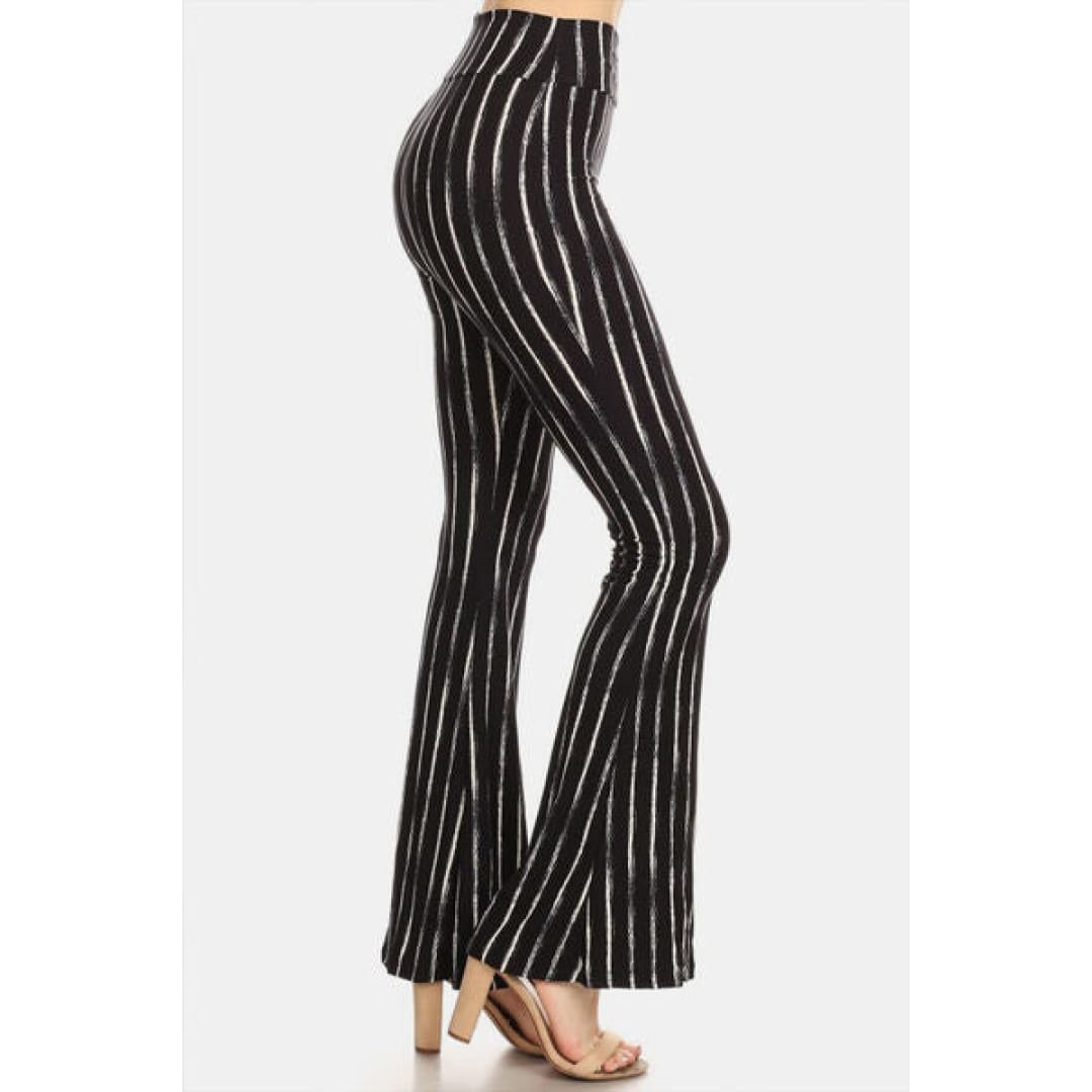 Leggings Depot Striped High Waist Flare Pants | The Urban Clothing Shop™