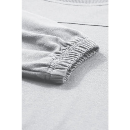 Light Grey Solid Criss Cross Crop Top and Pants Active Set | Fashionfitz