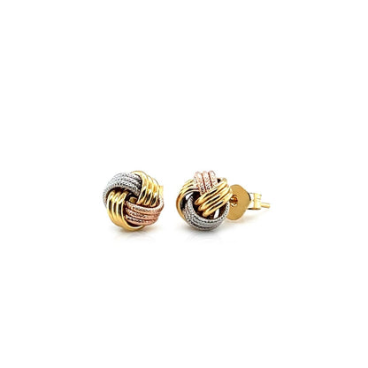 Love Knot Post Earrings in 14k Tri Color Gold | Richard Cannon Jewelry