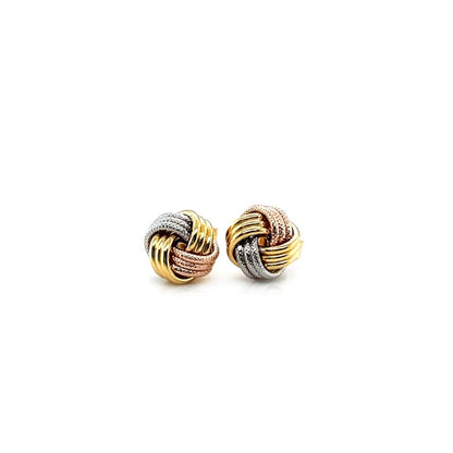 Love Knot Post Earrings in 14k Tri Color Gold | Richard Cannon Jewelry