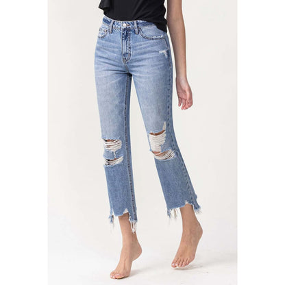 Lovervet High Rise Distressed Straight Jeans | The Urban Clothing Shop™