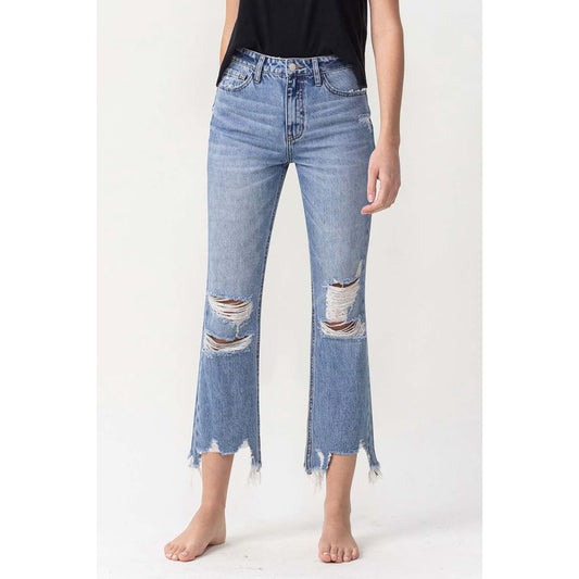 Lovervet High Rise Distressed Straight Jeans | The Urban Clothing Shop™