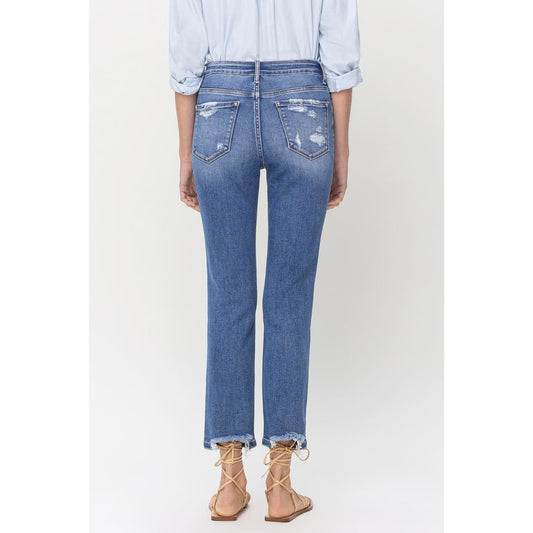 Lovervet High Rise Raw Hem Straight Jeans | The Urban Clothing Shop™