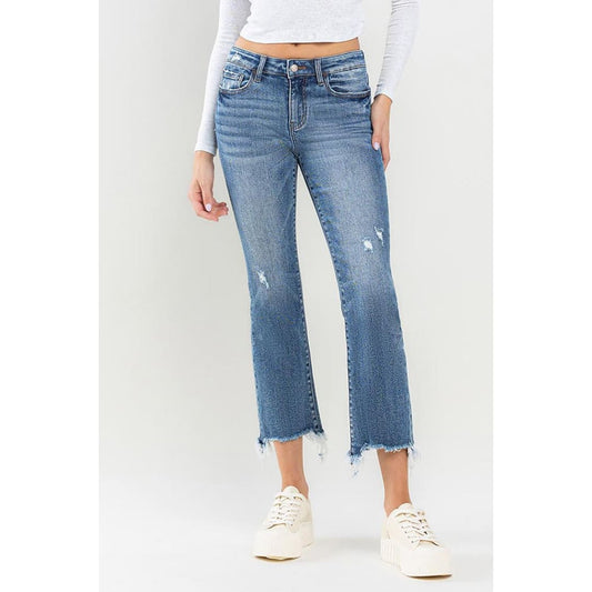 Lovervet Mid Rise Frayed Hem Jeans | The Urban Clothing Shop™