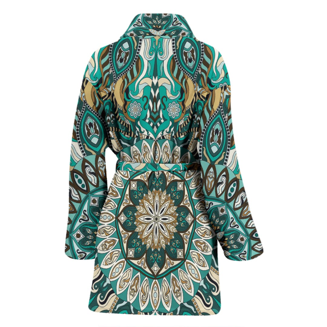 Luxury Colorful Green Mandala Art Design Women’s Bath Robe | The Urban Clothing Shop™