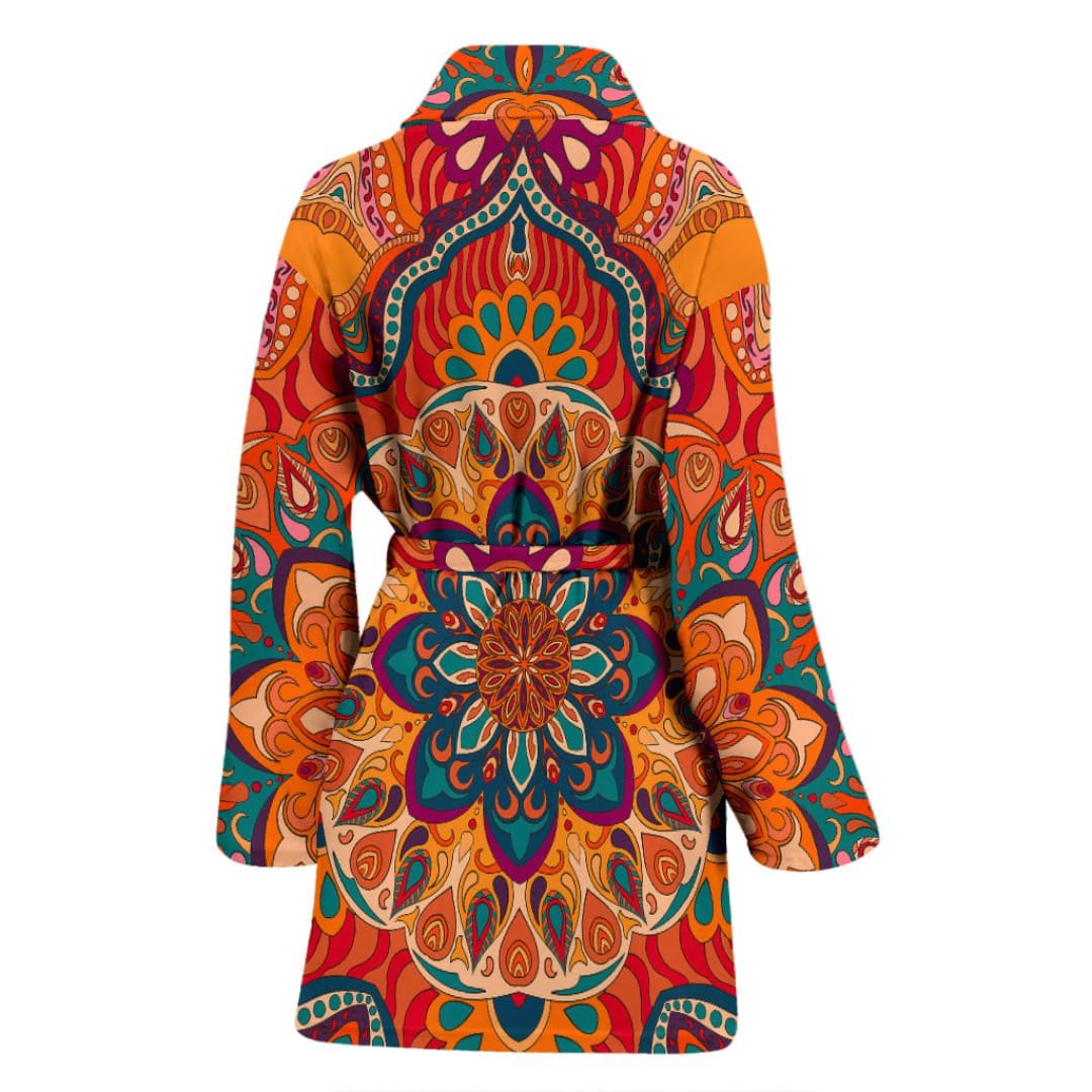 Luxury Colorful Orange Mandala Art Design Women’s Bath Robe | The Urban Clothing Shop™